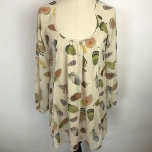 Show Me Your Mumu Tan Feather Print Dress